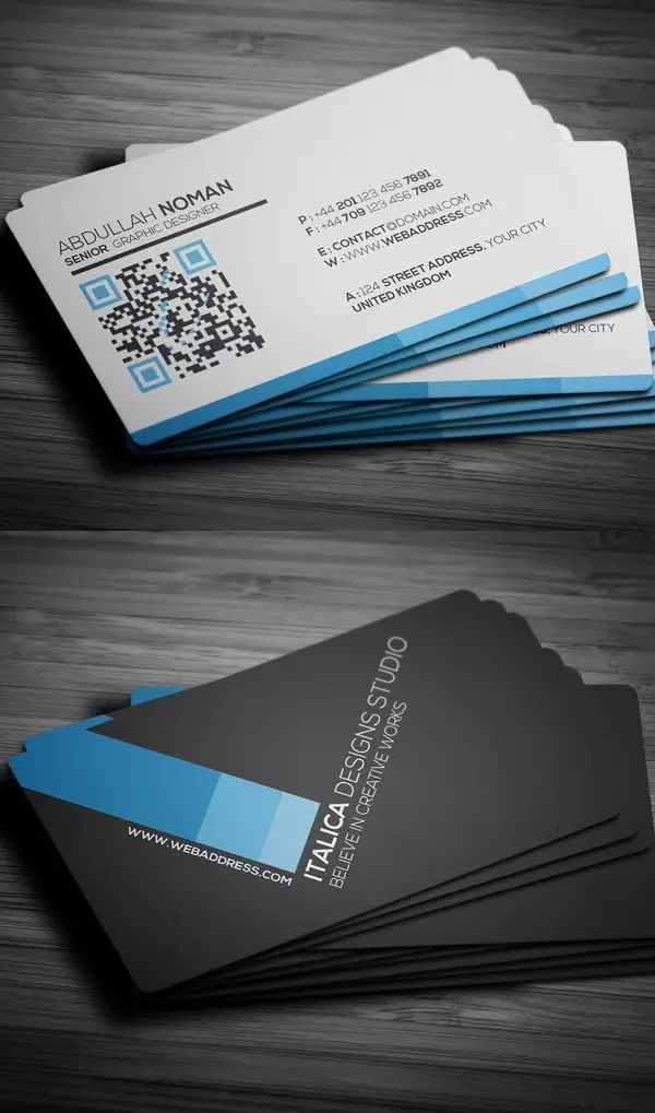business card，Design，QR code，plane，